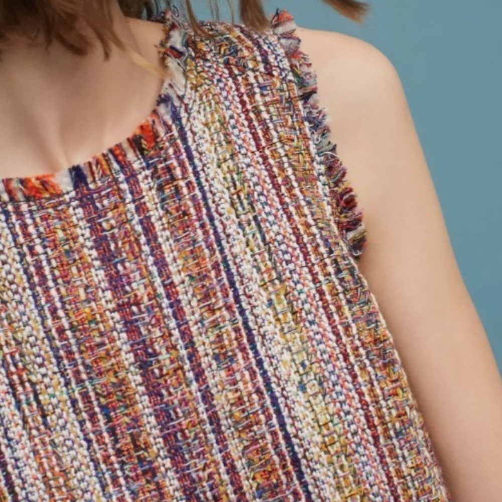 Anthropologie Sleeveless Fringe Tweed Top - Picture 3 of 8